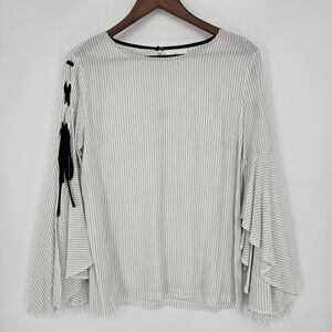 Blu Heaven Striped Bell Sleeve Blouse Small